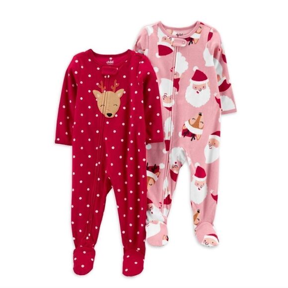 Nwt Christmas Toddler Footed Girls Pajama Bundle - Picture 2 of 9